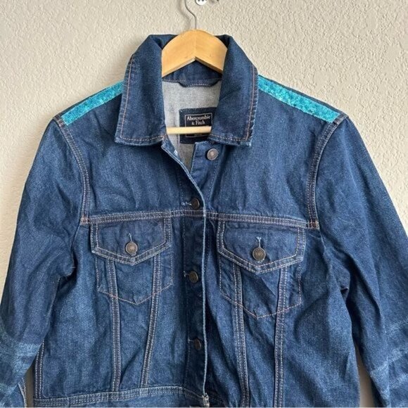 abercrombie and fitch newton # 1 custom Denim trucker jacket Size large - Picture 3 of 10